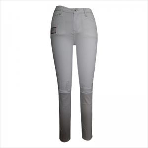 ginocchio e jeans strappati bianchi a vita alta WS1001